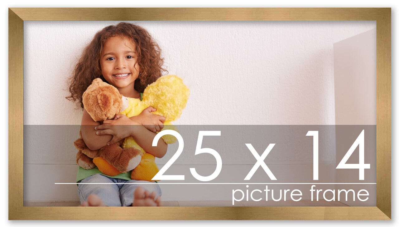 25x14 Solid Wood Picture Frame with UV-Resistant Acrylic & Acid-Free Backing, Available in 6 Finishes: Matte Black, Matte White, Metallic Bronze, Silver, Natural Wood Grain & Mahogany
